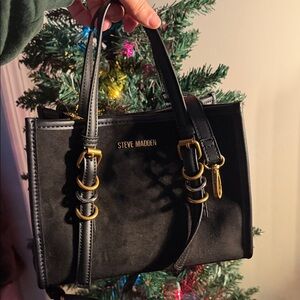 Steve Madden Black and Gold Satchel